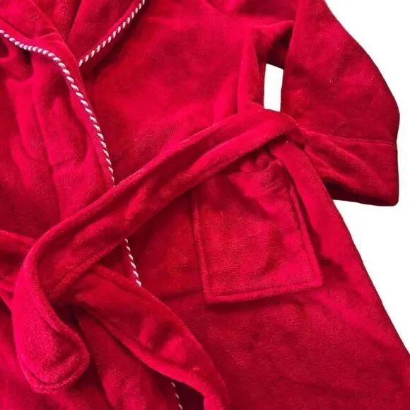 Sleep Sense Red Plush Robe w/Tie XL - Picture 3 of 4
